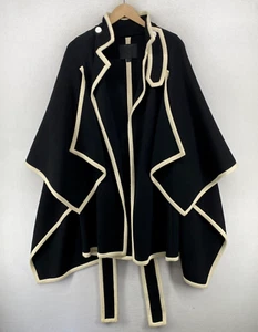 MARC JACOBS RUNWAY Cape 6 Wool Poncho Wrap Overcoat Jacket Tie Belted Black USA - Picture 1 of 23