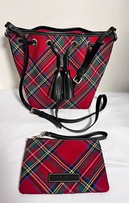 Bolso de Mano Dooney Bourke Muñequera Tartán Serena Cordón Cubo Bandolera Foto 1 de 4