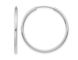Medium 10K White Gold Hoop Earrings 1 1/5 Inches (1.20 mm) - Picture 1 of 5