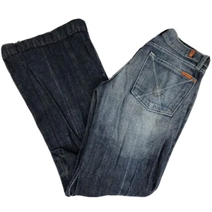 7 for all mankind, Dojo Distressed Medium Wash Wide Leg Mid-Rise Size 28 (32x33) - Picture 1 of 8
