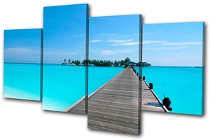 Puesta de sol paisaje marino playa muelle muelle MULTI LIENZO ARTE DE PARED impresión de imagen VA - Imagen 1 de 1