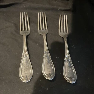 whiting grecian silver - antique silver Set Of 3 Dinner Forks 7 1/204 In Monogr  - Picture 1 of 9