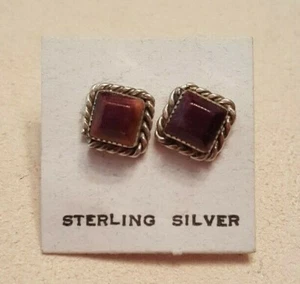 Preciosos pendientes de plata de ley y piedra púrpura - Imagen 1 de 3