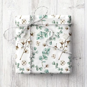 Eucalyptus Wrapping Paper (2 Sheets) cotton, fluffy, plant, leaves, leafy, green - Picture 1 of 1