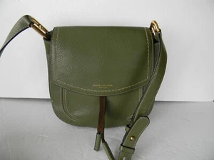 Marc Jacobs Maverick Pebbled Leather CROSSBODY Saddle Bag OLIVE GREEN - Picture 1 of 12