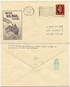 GILBERT + ELLICE Is 1938 PRIMER VUELO IMPERIO CORREO AÉREO de GB... CUBIERTA DE PPHILLIPS L1 - Imagen 1 de 1