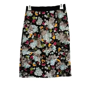 Linen Blend Girls From Savoy Anthropology Skirt Womens Sz 0 Floral Pencil Lined - Picture 1 of 4