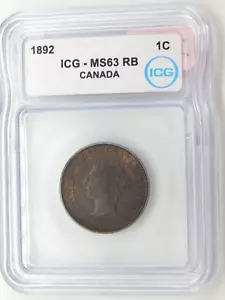 1892 CANADA MS63 RB ICG CLASSIFICATO canadese 1 centesimo (BT579) - Foto 1 di 4
