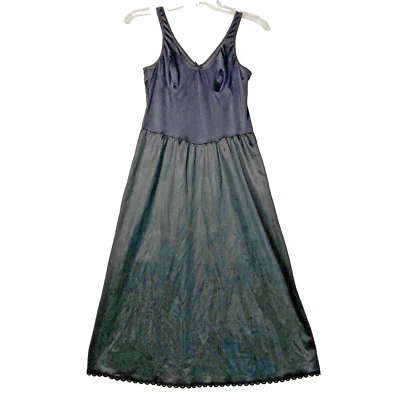 Винтажный Warners скольжения платье женщин 36 черный нейлон шелковистый сексуальный кокетка белье кокетливый - Изображение 1 из 4