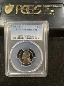1992 S Gem Proof Jefferson Nickel Graded At PR69 With A Deep Cameo F-5 - Picture 1 of 2
