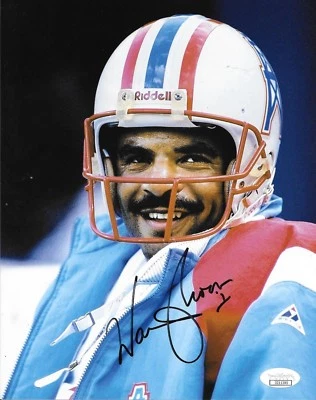 Warren Moon signed Houston Oilers 8x10 photo autographed HOF JSA - Image 1 of 2