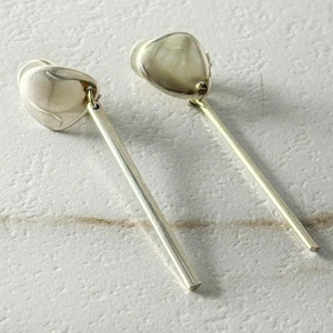 Rare GEORG JENSEN 445 Pebble Stick Bar Drop Swing Earrings Silver 925 from japan - Picture 1 of 10