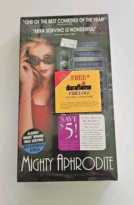 Mighty Aphrodite VHS SEALED BVHV Stamp Hype Stickers Miramax Mira Sorvino VTG  - Image 1 of 4