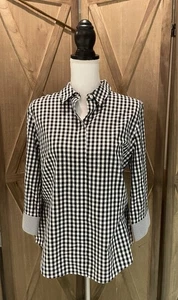 Chico’s Damen Gr. 1 schwarz/weiß Bluse/Hemd Knopfleiste bügelfrei Büro Sirene - Bild 1 von 12