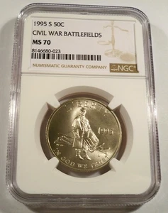 1995-S 50c NGC MS70 CIVIL WAR BATTLEFIELDS COMMEMORATIVE HALF DOLLAR MS 70 - Picture 1 of 4