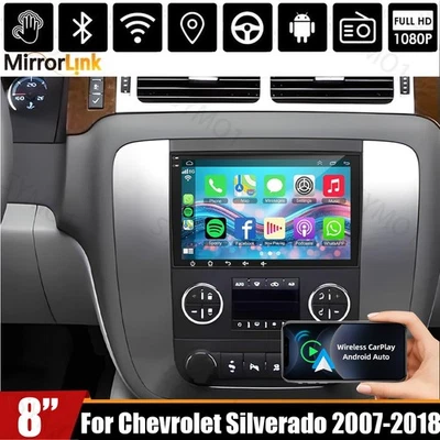 8‘’ Carplay Car Stereo Radio For Chevrolet Silverado 2007-2018 GPS Wifi Navi - Image 1 of 4