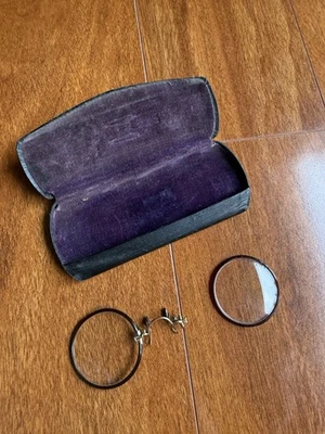 Gafas Antiguas En Estuche RARO Antiguo/Vintage Nariz Pellizco Pince Nez Oro Relleno BROKE Foto 1 de 4