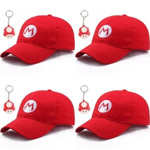 4 Stück Mario Mütze mit verstellbarem Riemen / Super Mario Bros. Baseball Cap - Bild 1 von 4