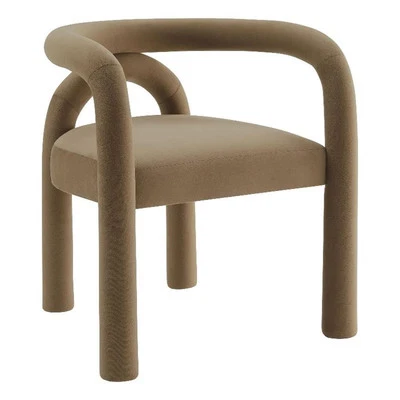 Modway Astrid Performance Velvet Upholstered Dining Chair in Camel - Image 1 of 4