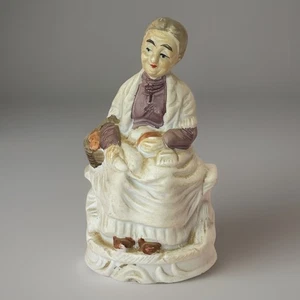 Vintage alte Dame Figur älterer Bauer Biskuitporzellan Taiwan ca. 4,5" - Bild 1 von 10