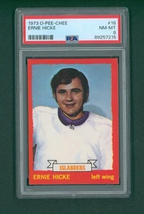 1973 O-Pee-Chee Hockey Card - #18 Ernie Hicke, PSA 8 NM/MT - Bild 1 von 3