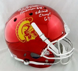 O. J. Simpson Signed USC Trojans F/S Chrome Helmet w/ 2 Insc - JSA W Auth *White - Picture 1 of 7