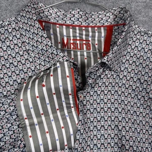 Misura Shirt Mens 3XL Flip Cuff Geometric Robot Print Preppy Robert Graham Style - Picture 1 of 15
