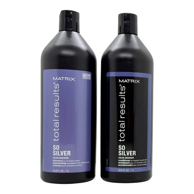 Xampu e condicionador Matrix So Silver duplo 33,8 oz cada | Neutraliza o amarelo - Imagem 1 de 4