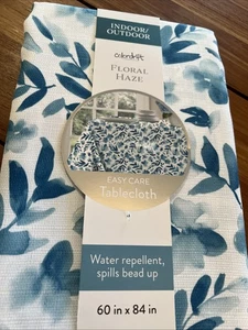Colordrift Blau Floral Haze Indoor/Outdoor Tischdecke 60” x 84” Neu mit Etikett - Bild 1 von 9