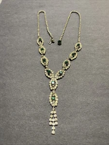 Vintage Strass 18" Halskette grün & klar - Bild 1 von 3