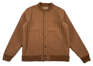 Criquet Men’s Large Quilted Bomber Jacket Brown Snap Button Austin Texas - Picture 1 of 7