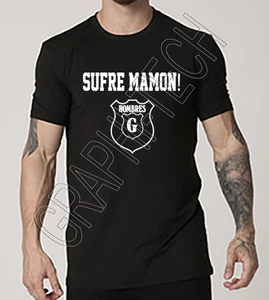 HOMBRES G SUFRE MAMON PLAYERA NEGRA / BLACK T-SHIRT ROCK POP ESPAÑOL - Picture 1 of 10