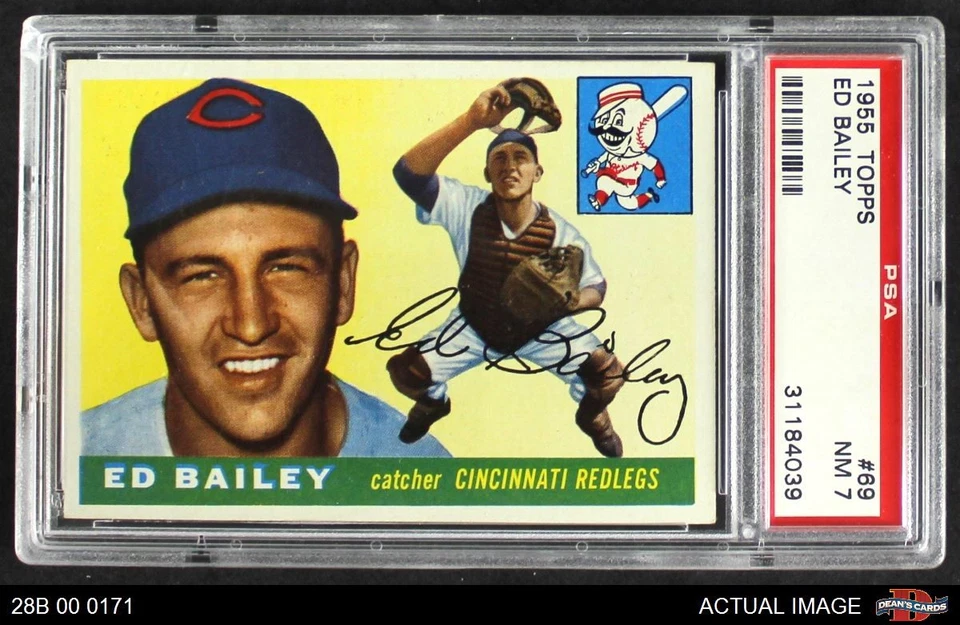 1955 Topps #69 Ed Bailey Reds PSA 7 - NM - Image 1 of 1