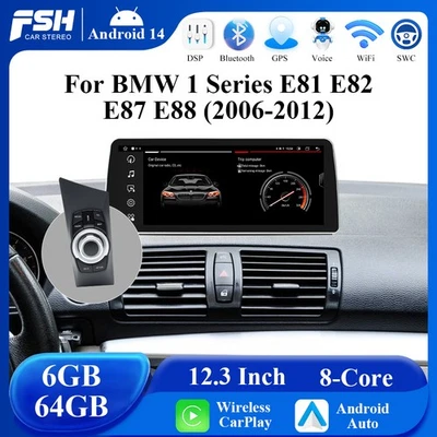 12,3'' Android 14 CarPlay iDrive für BMW 1er E81/E82/E87/E88 6GB+64GB Autoradio - Bild 1 von 4