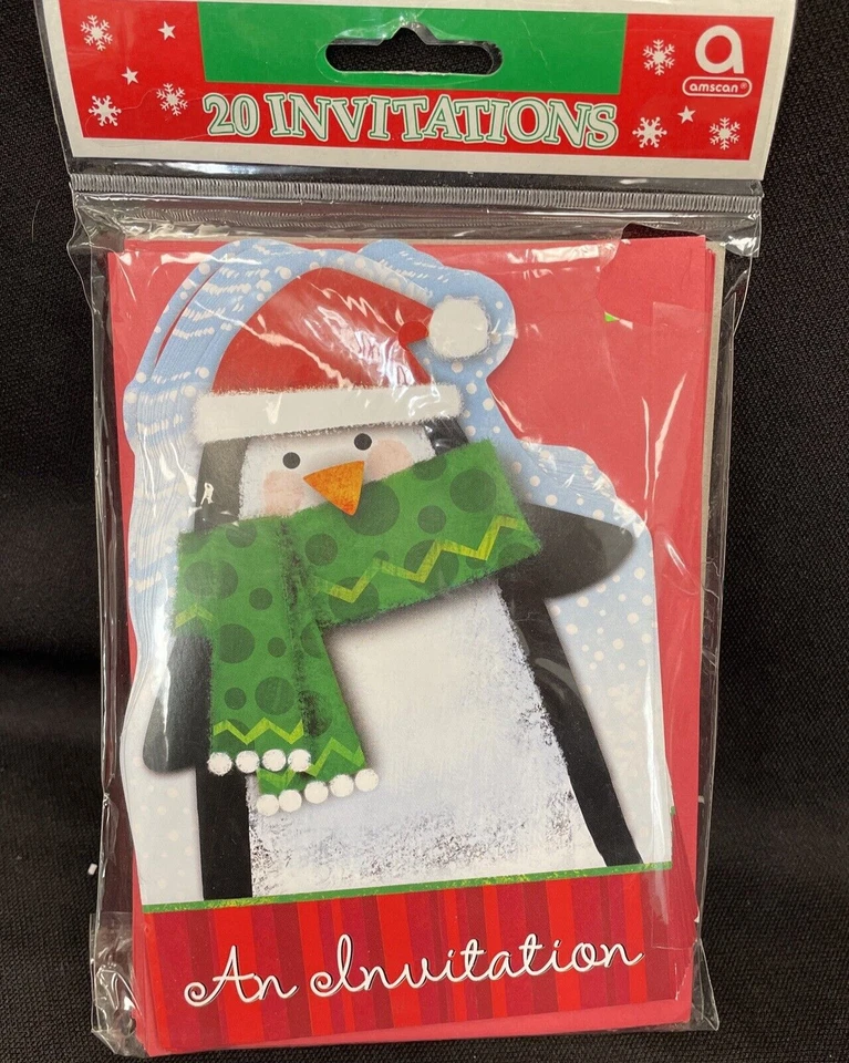 Happy Penguin Christmas Party Invitation 20 Pack Holiday Winter - Image 1 of 2