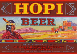 Hopi Bier Phoenix, Arizona Etikett nachgebildet auf Satin Leinwand - Bild 1 von 1