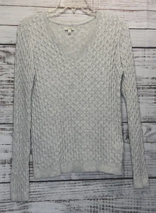 Sonoma Sweater Junior L Gray Cable knit V Neck Pullover - Picture 1 of 14