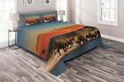 Elephant Quilted Coverlet & Pillow Shams Set, Africa Safari Wildlife Print