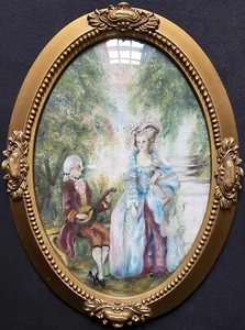 19th-Century Canadian School Oval Oil Portrait Painting Of a Serenading Musician - Picture 1 of 11