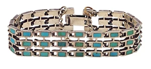 VINTAGE Sterling Silver / Turquoise Ladies Navajo Bracelet - Picture 1 of 4