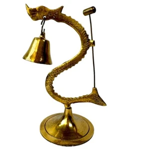 De Colección Latón Dragón Campana Gong Serpiente Mesa Altar Decoración Gong Pátina Arte Asiático - Imagen 1 de 13