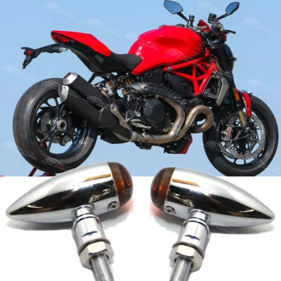 Luces indicadoras de señal de giro de bala cromadas para moto Ducati Monster 821 900 Foto 1 de 4