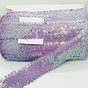 1m Lilac Ab Pearl Sequin Stretch Elasticated 5cm Trim Sewing Craft Costume - Picture 1 of 1