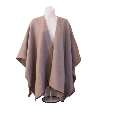 Nuevo PORTOLANO Marrón 100% Lana Cuero Genuino Borde Talla Única Envoltura Foto 1 de 4