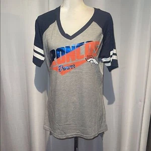 G-III 4her by Carl Banks Gray and Blue Broncos V-Neck T-Shirt - Picture 1 of 6