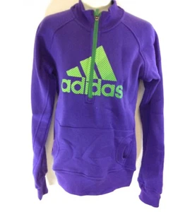 NEW Girls Kids Youth ADIDAS BX-R77LA Purple Green 1/2 Zip Pullover Sweatshirt - Picture 1 of 2
