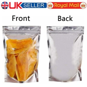 Resealable Clear Silver Stand Up Foil Mylar Zip Lock Heat Seal Food Bags Pouch - Picture 1 of 12