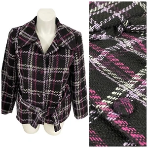 Briggs New York Coat Women Size 16 Purple Plaid Blazer Work Office Casual Jacket - Picture 1 of 19