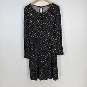 Dorothy Perkins womens dress size 14 fit flare black floral long sleeve 076383 - Picture 1 of 8