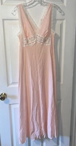 Vintage Pink Nightgown Lace Floral Long Night Gown Sheer Small - Picture 1 of 5